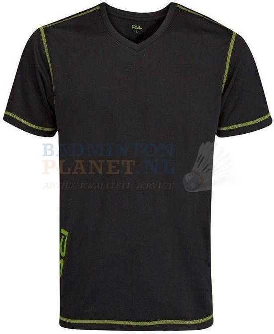 RSL T-shirt Badminton Tennis Zwart/Lime maat XXXL