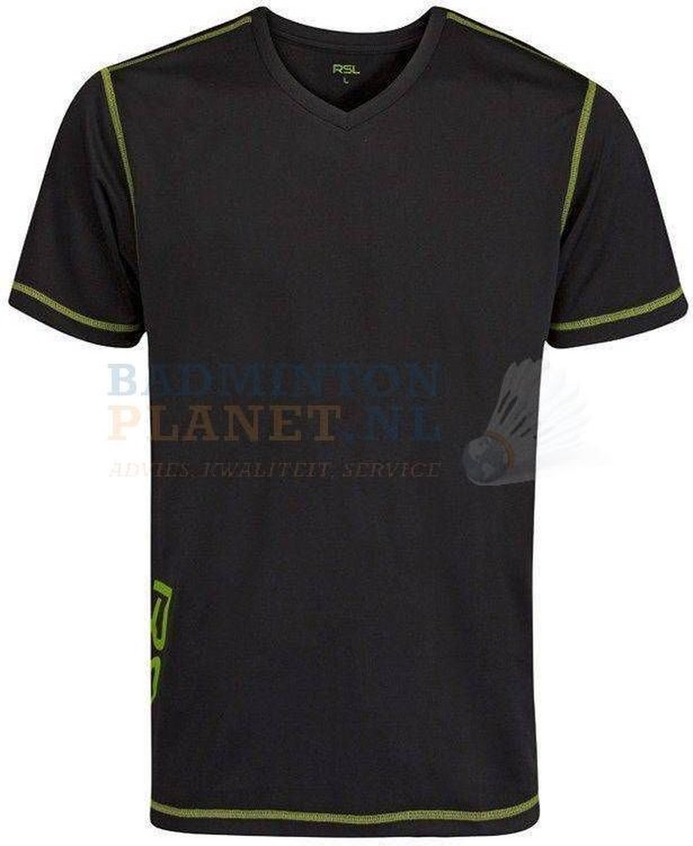 RSL T-shirt Badminton Tennis Zwart/Lime maat XXXL