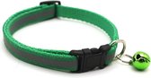 Reflecterende kattenhalsband met belletje - Donker groen - Veilig in het donker