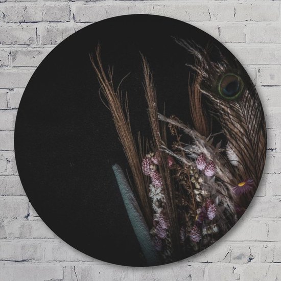 Muurcirkel ⌀ 40 cm - Dried Flower Violet - Kunststof Forex - Bloemen en Planten - Rond Schilderij - Wandcirkel - Wanddecoratie