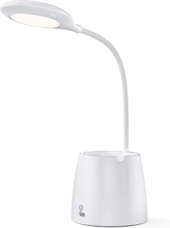LED de bureau LED réglable Voxon - Dimmable et rechargeable - Lumière Wit chaude - Avec plumier - Wit