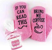 Cupcake Koffie Sokken Fluffy - Huissokken - Dames - One size - Anti slip - Cadeau voor haar - Grappig - Housewarming - Verjaardag - Moederdag