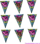 3x stuks vlaggenlijnen met NEON 30 jaar thema feestartikelen - Verjaardag versieringen - 10 meter - Plastic