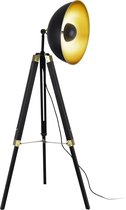 Vloerlamp - Staande lamp - Hoogte lamp 148 cm - Lampkap Ø 40 cm - Kleur zwart & messing kleurig