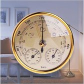 Luxe Barometer - Weerstation met Thermometer/Hygrometer - Messing Goudkleurig – Voor Binnen en Buiten