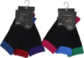 Dames Multipack - zwart met gekleurde hielen - 12 paar katoenen sokken