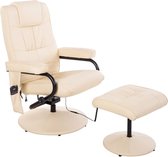 Bobby's Massagestoel - Kunstlederen - Massagestoel - Relax stoel - Chill stoel - Beige - Tv stoel - Warmtefunctie - Inclusief Hocker - 73 x 77 x 95 cm