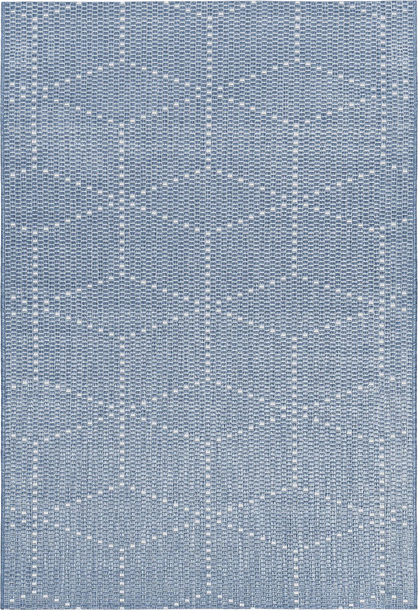 Vloerkleed POGO EC2002 Blauw - platgewoven voor BINNEN & BUITEN - 80cm x 140cm