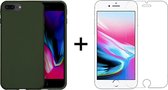 iPhone 8 plus hoesje groen - iPhone 8 plus hoesje siliconen case hoesjes cover hoes - 1x iPhone 8 plus Screenprotector screen protector