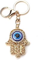 Hamsa Hand Sleutel Hanger - Boze Oog - Geluk Bescherming Symbool Amulet Decoratie - Goud Kleurig