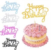 Partygoodz 5 Stuks Gekleurde Happy Birthday Taarttopper & Caketopper Set - Taartversiering - Decoratie Topper