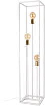Vloerlamp - Staande lamp - Afmeting Lamp (LxBxH) 30 x 30 x 140 cm - Kleur wit & messing kleurig