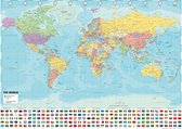 Wereldkaart poster - 50 x 70 cm -  luxe papier - mooie en overzichtelijke wereldkaart