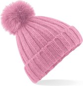 Muts met imitatie bont dusty pink | winter | cable beanie pompom beanie | dusty pink | koud | sneeuw | let it snow