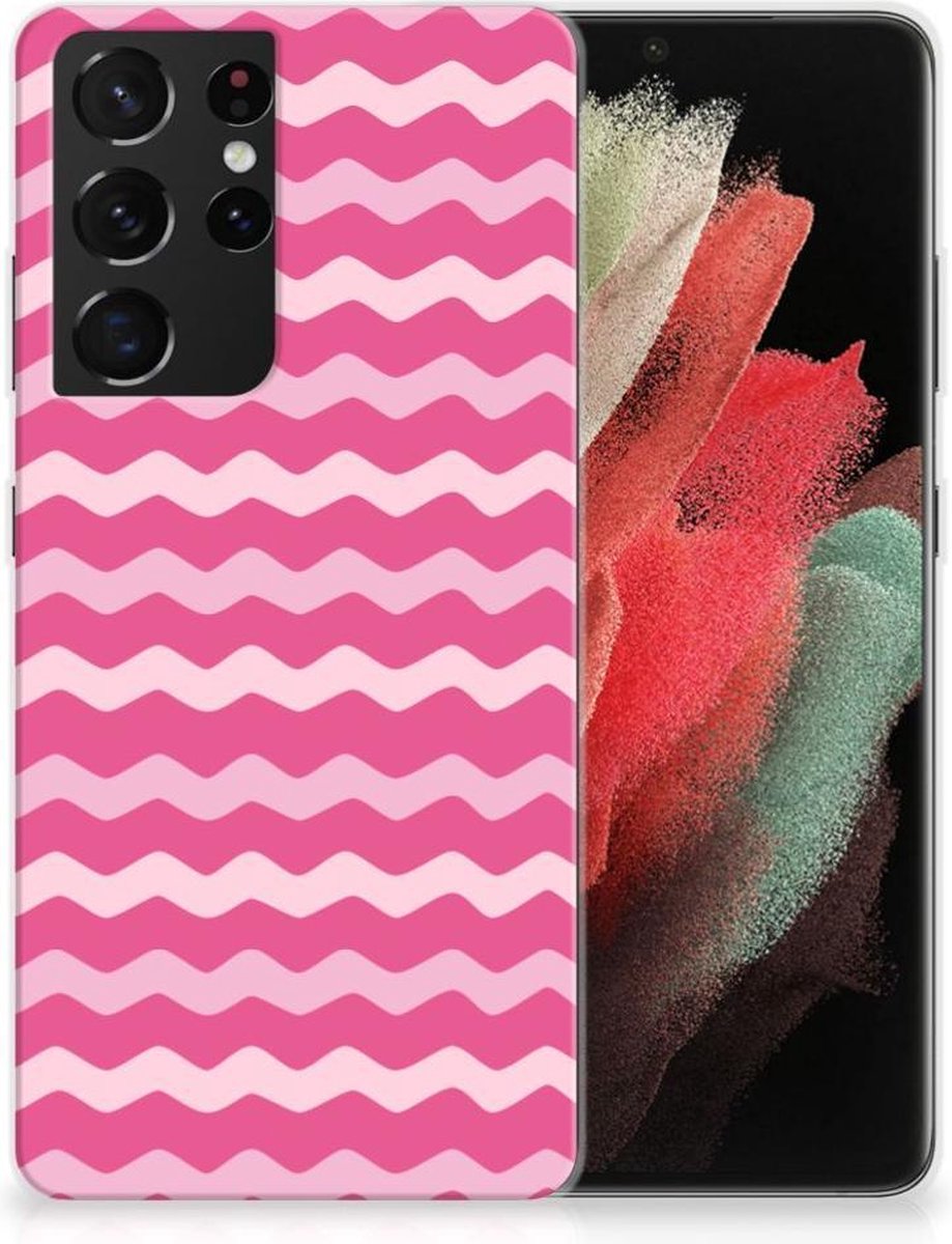 TPU Hoesje voor Samsung Galaxy S21 Ultra TPU bumper Waves Pink