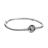 Armband Zilver | Zilveren armband | past op Pandora | Pandora compatible | Bedelarmband | Klavertjes sluiting | Elegante dames armband  | Valentijnsdag cadeau | Maat 17