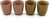 Koffiekopjes set van 4 - koffiemok - koffiebeker - 180ML - porselein - hip en trendy - terra - geel