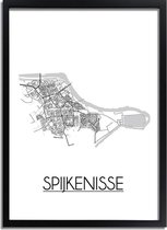Spijkenisse Plattegrond poster A4 + fotolijst zwart (21x29,7cm) - DesignClaudShop