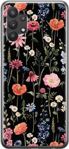 Samsung Galaxy A32 5G hoesje siliconen - Dark flowers - Soft Case Telefoonhoesje - Print / Illustratie - Goud