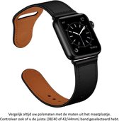 Zwart kunst lederen Band geschikt voor Apple Watch 1, 2, 3, 4, 5, 6, 7, 8, SE & Nike+, 42mm & 44mm "Mannenbreedte" Series – Maat: zie maatfoto - kunst leer - Leder - Leren Smartwatchbandje - Black - Drukgesp