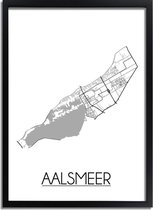 Aalsmeer Plattegrond poster A4 + fotolijst zwart (21x29,7cm) - DesignClaudShop