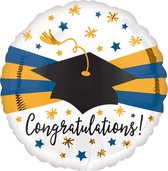 Amscan Folieballon Congratulations 45 Cm Blauw/goud