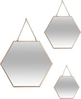 Spiegel - Wandspiegel - Muurdecoratie - 3 x Gouden Spiegels
