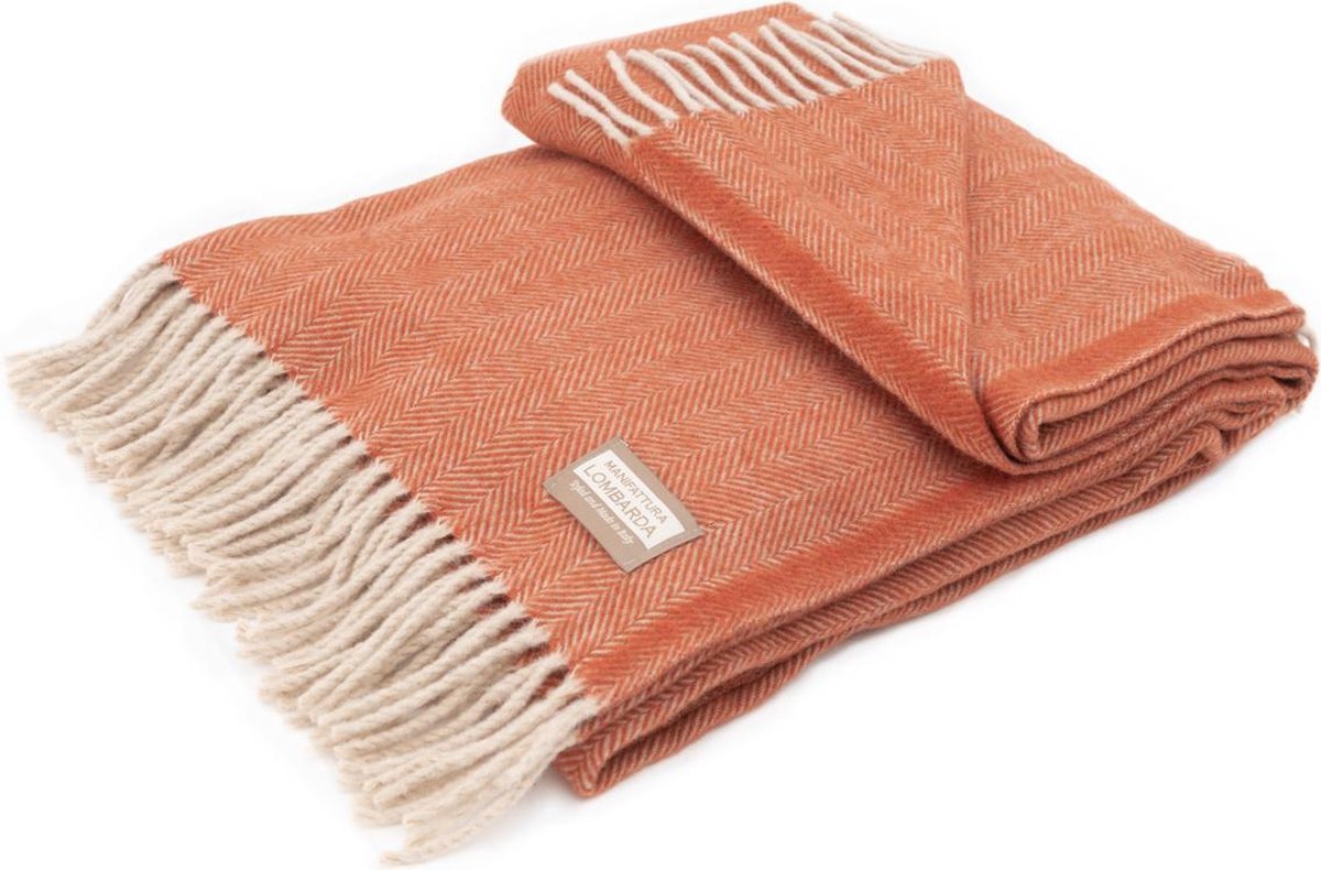 Manifattura Lombarda Fishbone Plaid - Oud Oranje - Visgraatmotief - Made in Italy Oranje (Oud)