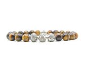 Beaddhism - Armband - Tiger - Zilver - Yin 3 - 8 mm - 21 cm