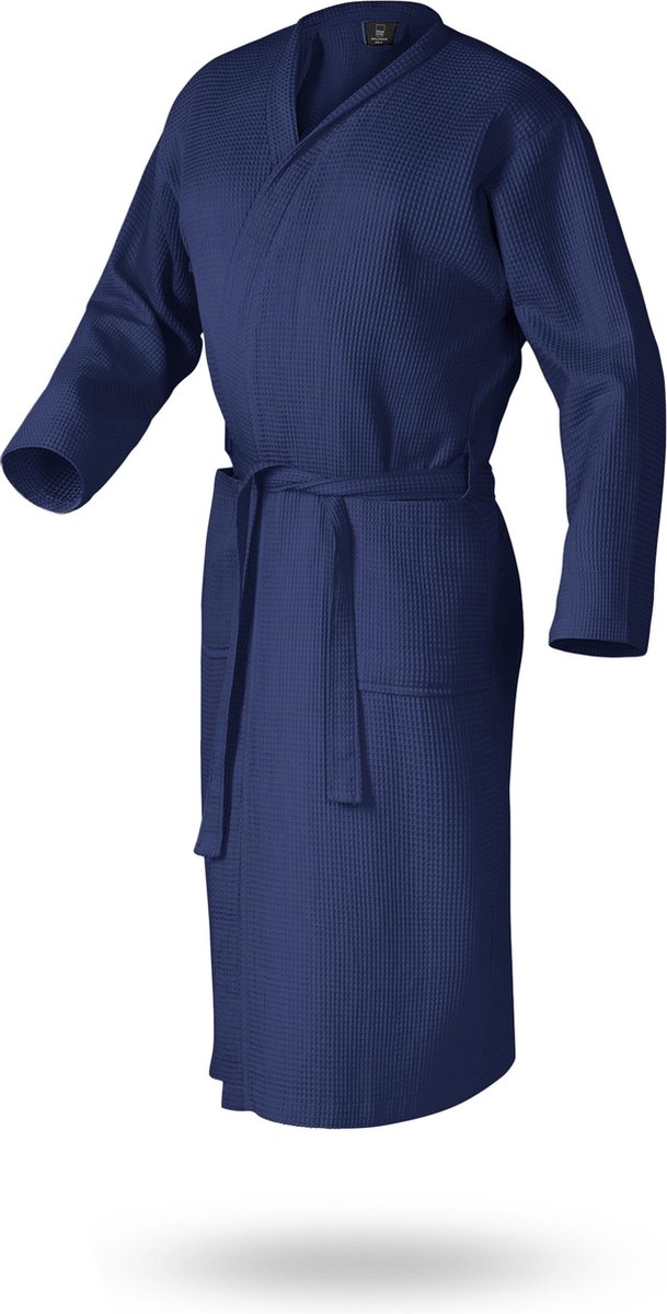Dreamhouse Waffle - Badjas - Donker Blauw - Large