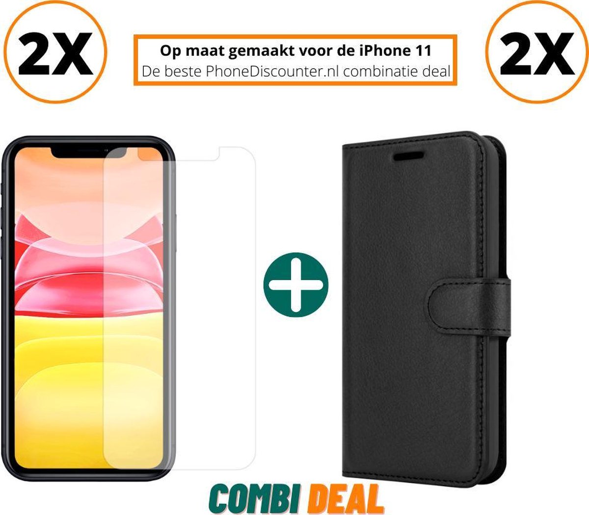 iphone 11 hoesje zwart | iPhone 11 A2111 beschermhoes full body 2x | iPhone 11 wallet hoes zwart | 2x hoesje iphone 11 apple | iPhone 11 boekhoesje + 2x iPhone 11 tempered glass screenprotector