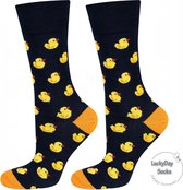 Verjaardag cadeau - Badeend Sokken - Sokken - Leuke sokken - Valentijn cadeautje voor hem - Vrolijke sokken - Luckyday Socks - Sokken met tekst - Aparte Sokken - Socks waar je Happ