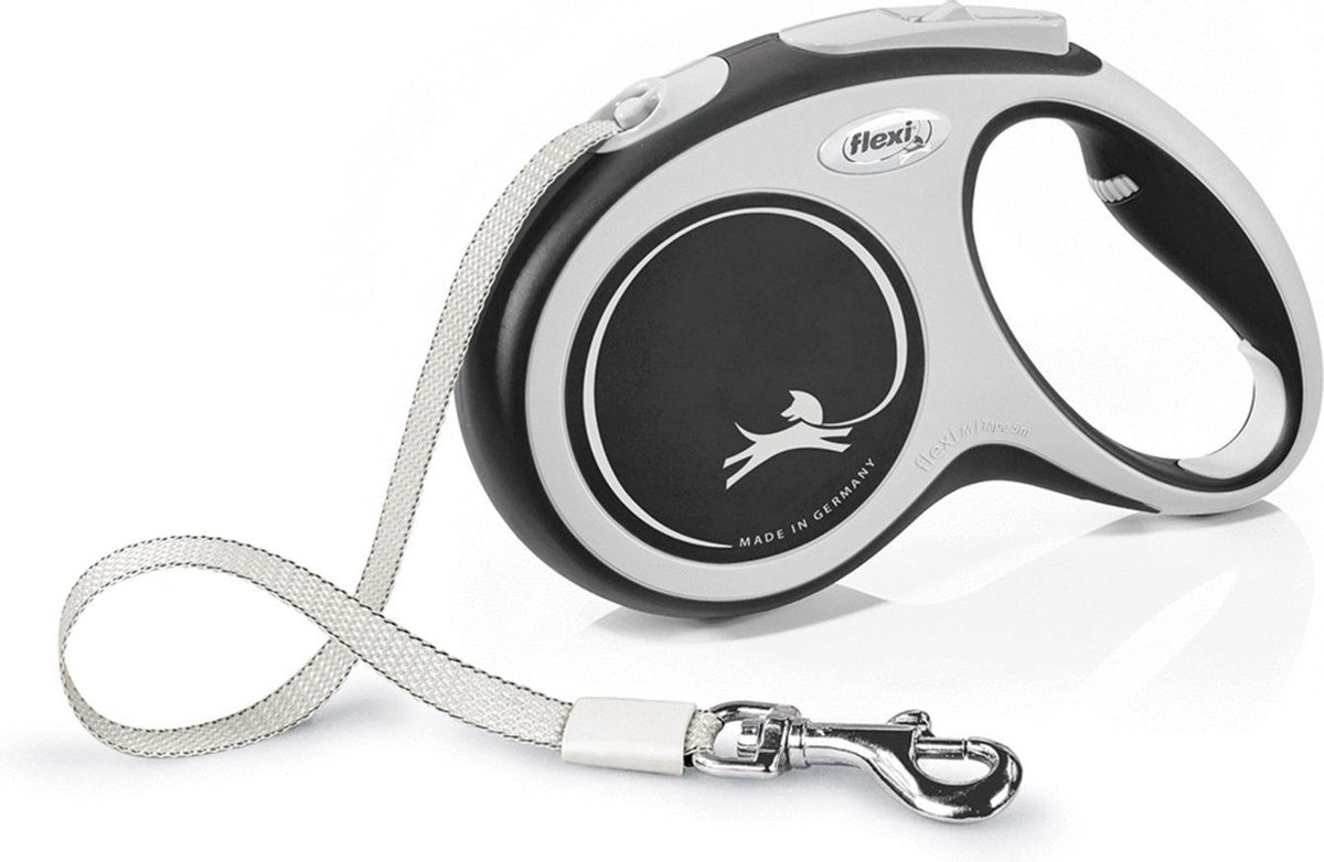 flexi New Comfort harnasriem M Zwart,5m Hond