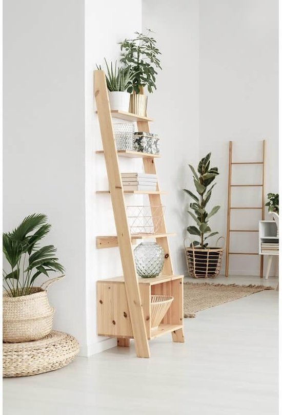 HoutDeco fabriek handgemaakt decoratie ladder - ladderkast - vuren hout -  onbewerkt -... | bol.com