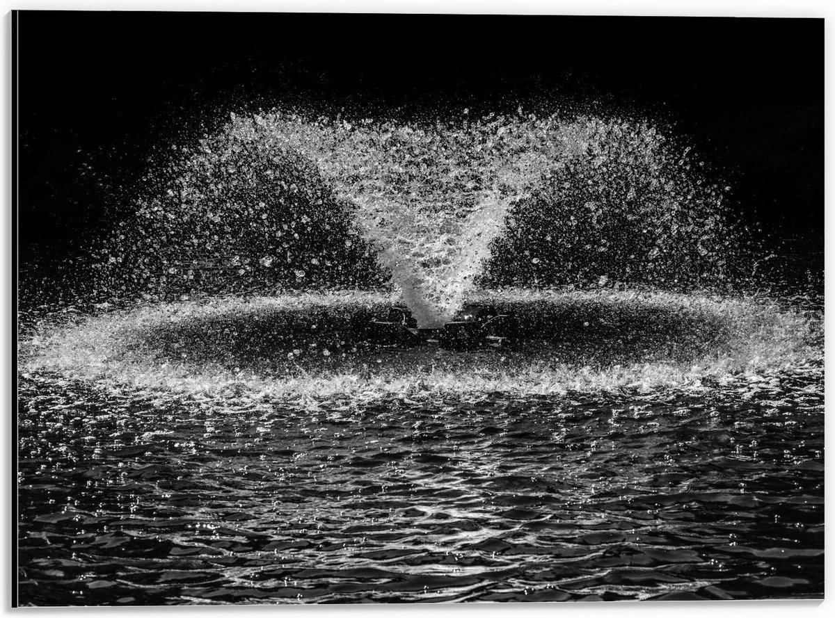 Dibond - Spetterende Water Fontein - 40x30cm Foto op Aluminium (Met Ophangsysteem)