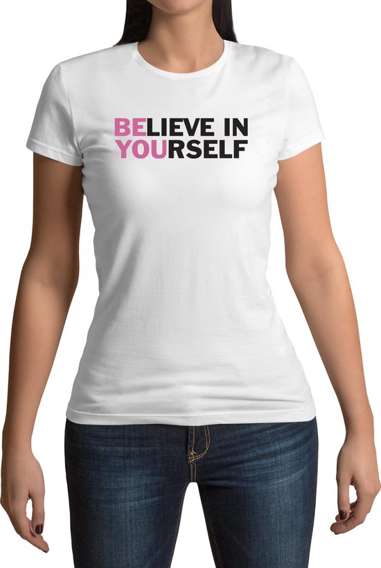 Believe in yourself T-shirt - Dames - Maat XL - Wit