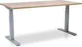 Zit-sta bureau elektrisch verstelbaar - MRC PRO NEN-EN 527 | 180x80 cm | frame aluminium - blad midden eiken | Memory functie met USB | 150kg draagvermogen