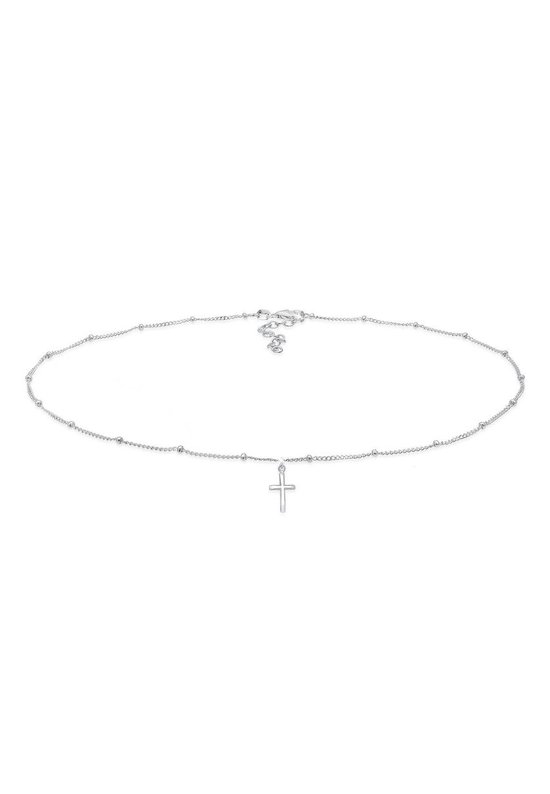 Elli Dames Halsketting Dames Choker Bol Kruis Geloof Basis in 925 Sterling Zilver