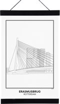 SKAVIK Erasmusbrug - Rotterdam Poster met houten posterhanger (zwart) 21 x 30 cm