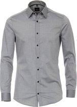 VENTI body fit overhemd - grijs (contrast) - Strijkvriendelijk - Boordmaat: 39