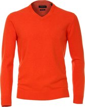 Casa Moda heren trui katoen V-hals - oranje-rood - Maat: XXL