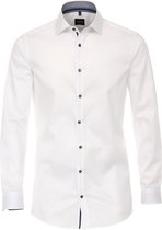 VENTI body fit overhemd - wit twill (contrast) - Strijkvriendelijk - Boordmaat: 39