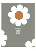 Notitieboek - Bloem - Flower - Quote - Happiness - Dagboek - Werkboek - Studie - Werk - Gelijnd - Softcover - Elastiek - Cadeau - Relatiegeschenk