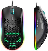 HXSJ J900 - Gaming Muis - Honeycomb - RGB Light - 800-6400DPI - Zwart