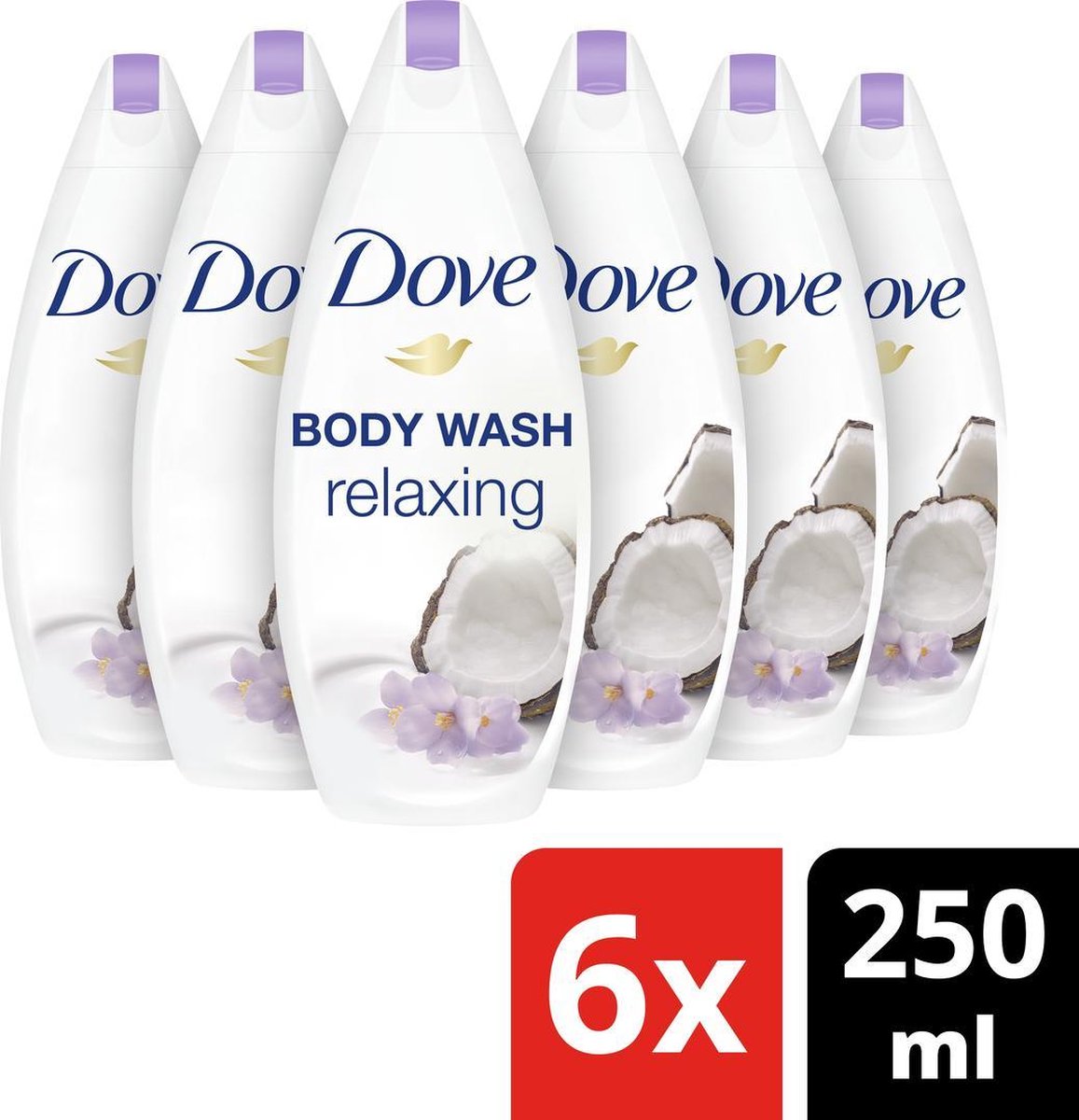 Dove Kokosmelk & Jasmijnblaadjes Relaxing Douchegel - Voordeelverpakking - 6 x 250 ml