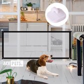 ACE Pets – Oprolbaar Hondenrek voor Binnen - Traphekje Hond Zonder Boren - Veiligheidshek Deurhekje - 180 x 72 cm - Zwart