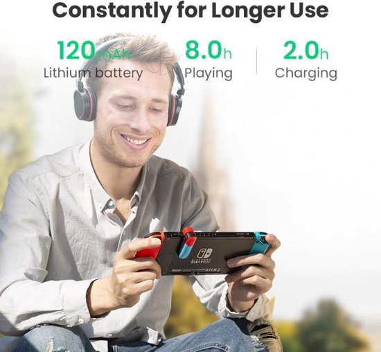 Ugreen Bluetooth 5.0 zender voor Nintendo Switch - Geluid via Bluetooth Koptelefoon/Speaker/Oortjes- Incl. 2 Thumb Grips - Ugreen
