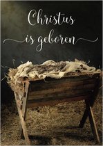 Christelijke kerstkaarten | Voordeelpakket | 10 kerstkaarten met enveloppen | Christus is geboren - kribbe | MajesticAlly