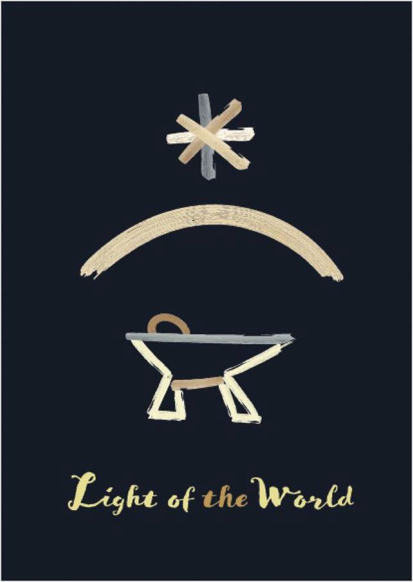 Christelijke kerstkaarten | Voordeelpakket | 10 kerstkaarten met enveloppen | Light of the world - kribbe | MajesticAlly