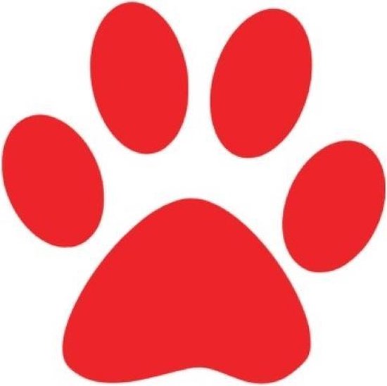 Sticker hondenpoot  - 12 x 12 cm -  kleur rood